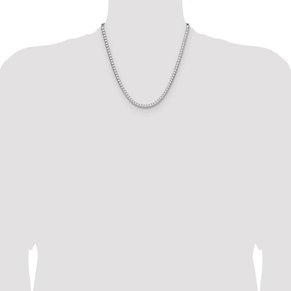 Buy Stylish Rhodium-Plated Sterling Silver 4.7mm Double-Cut Franco Chain