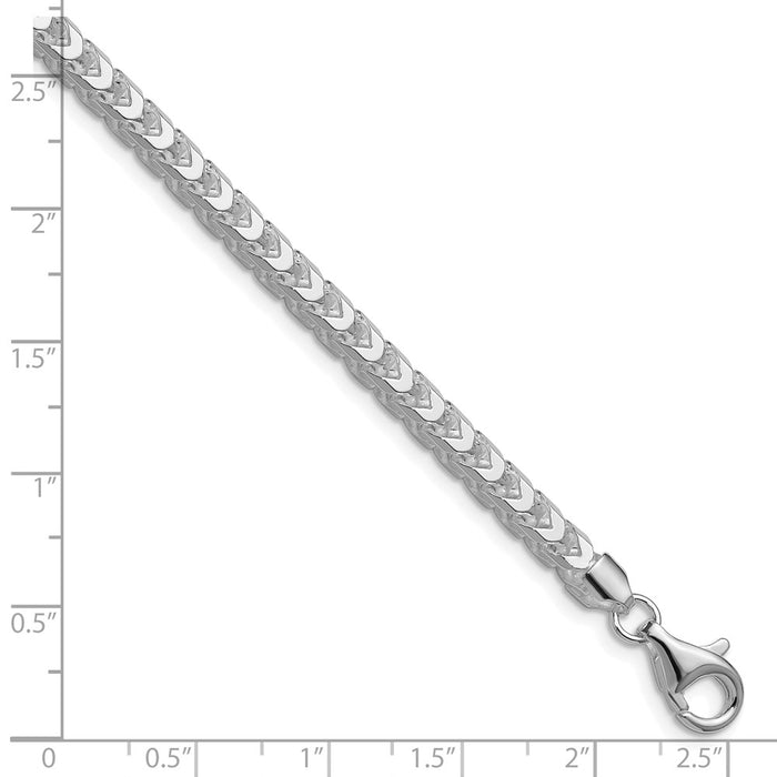 High-Quality Rhodium-Plated Sterling Silver 4.7mm Franco Chain - Stylish Value!-2