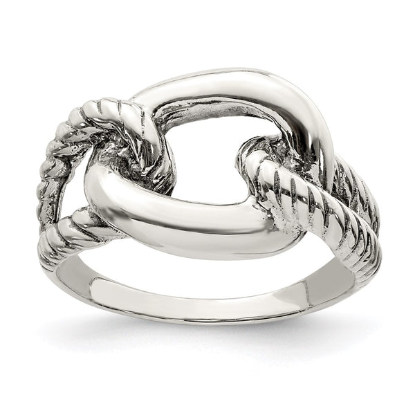 Antiqued Sterling Silver Ring - 14K Gold Accents