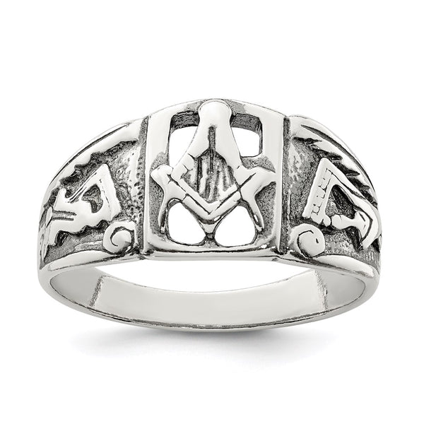 Antiqued Sterling Silver Masonic Ring - Style GR1-1017834
