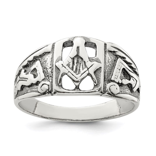 Exclusive Antiqued Sterling Silver Masonic Ring - Stylish Design, Affordable Price