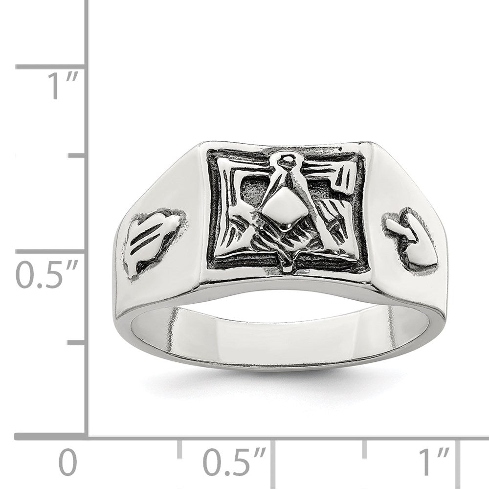 Exclusive Antiqued Sterling Silver Masonic Ring - Stylish & Affordable Design