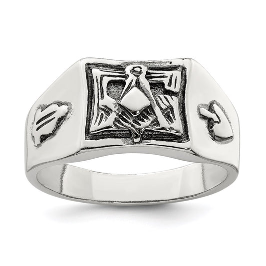 Exclusive Antiqued Sterling Silver Masonic Ring - Stylish & Affordable Design