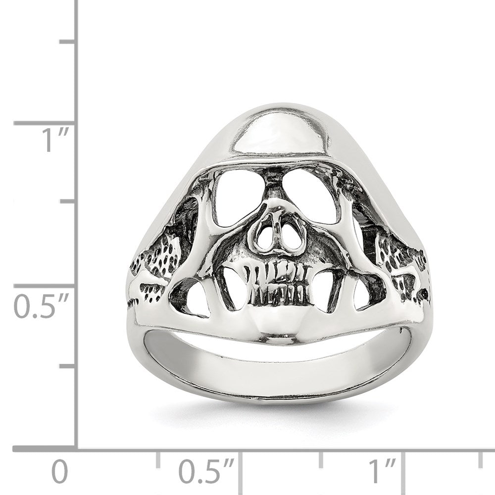 Exclusive Antiqued Sterling Silver Skull Ring - Stylish Design, Affordable Luxury