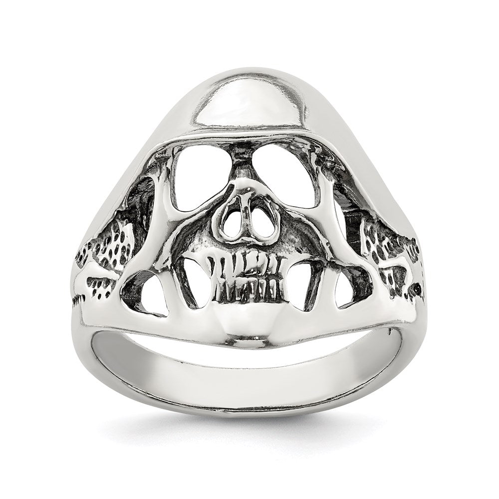 Exclusive Antiqued Sterling Silver Skull Ring - Stylish Design, Affordable Luxury