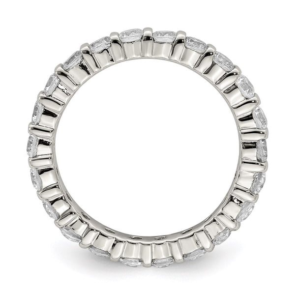 Rhodium-Plated Sterling Silver Cubic Zirconia Band