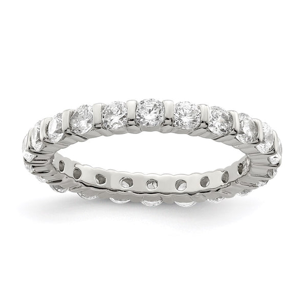 Rhodium-Plated Sterling Silver Cubic Zirconia Band