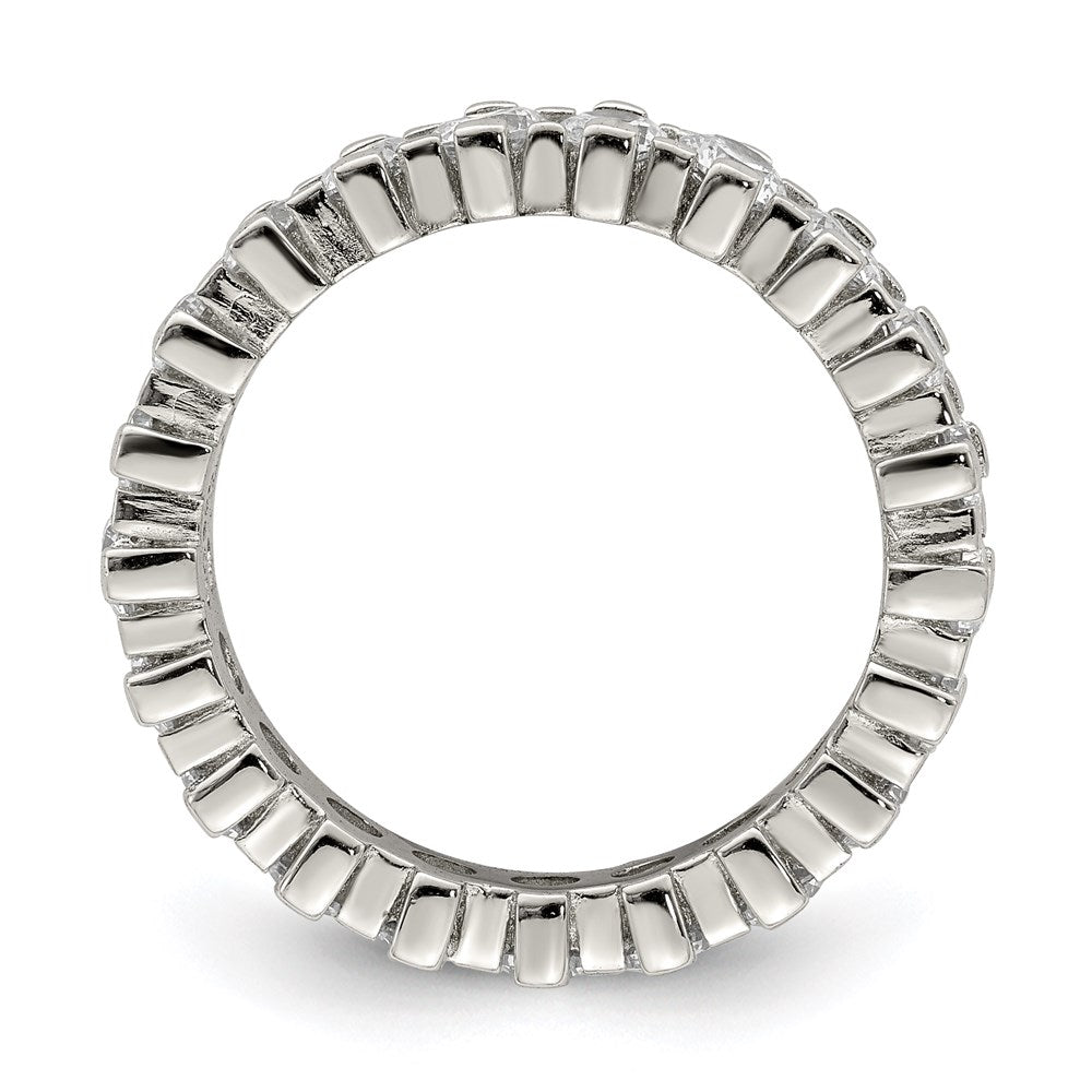 Shop Stylish Rhodium-Plated Sterling Silver CZ Eternity Ring - Affordable Luxury