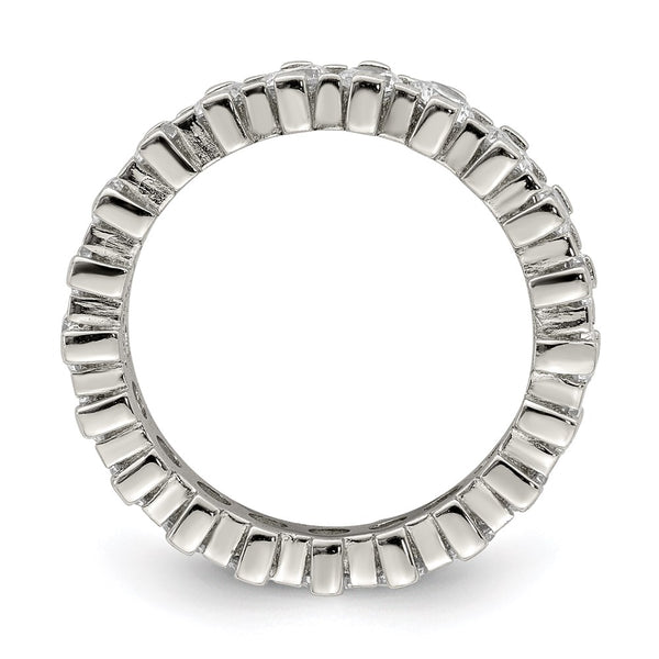 Rhodium-Plated Sterling Silver Eternity Ring with CZ