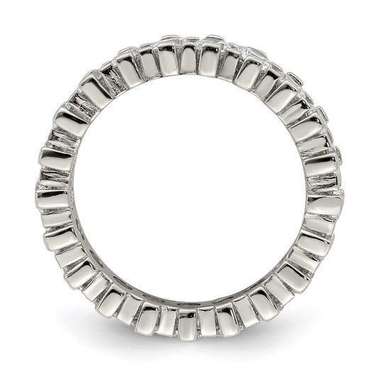 Buy Stylish Rhodium-Plated Sterling Silver Eternity Ring with CZ - Affordable Luxury