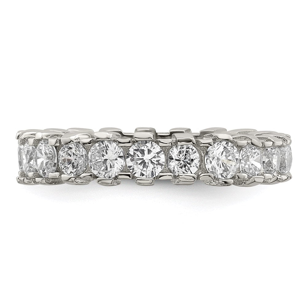 Buy Stylish Rhodium-Plated Sterling Silver Eternity Ring with CZ - Affordable Luxury