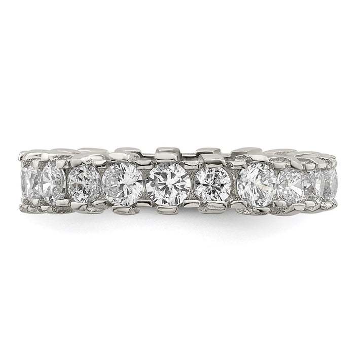 Buy Stylish Rhodium-Plated Sterling Silver Eternity Ring with CZ - Affordable Luxury-4