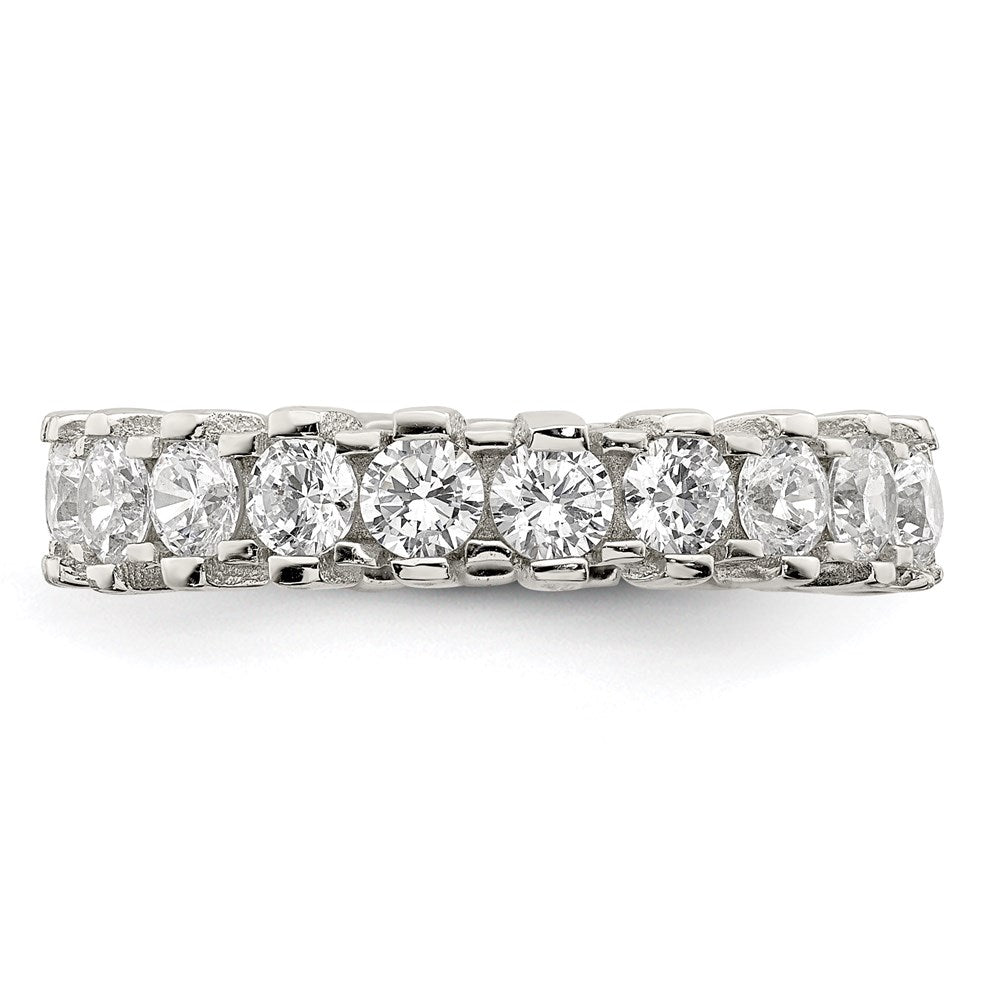 Buy Stylish Rhodium-Plated Sterling Silver Eternity Ring with CZ - Affordable Luxury