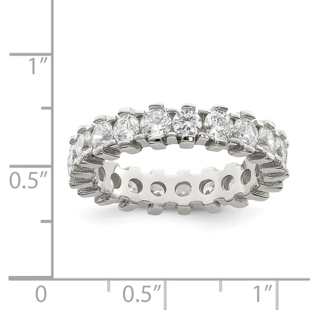 Shop Stylish Rhodium-Plated Sterling Silver CZ Eternity Ring - Affordable Luxury