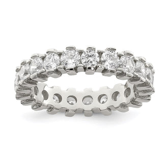 Shop Stylish Rhodium-Plated Sterling Silver CZ Eternity Ring - Affordable Luxury