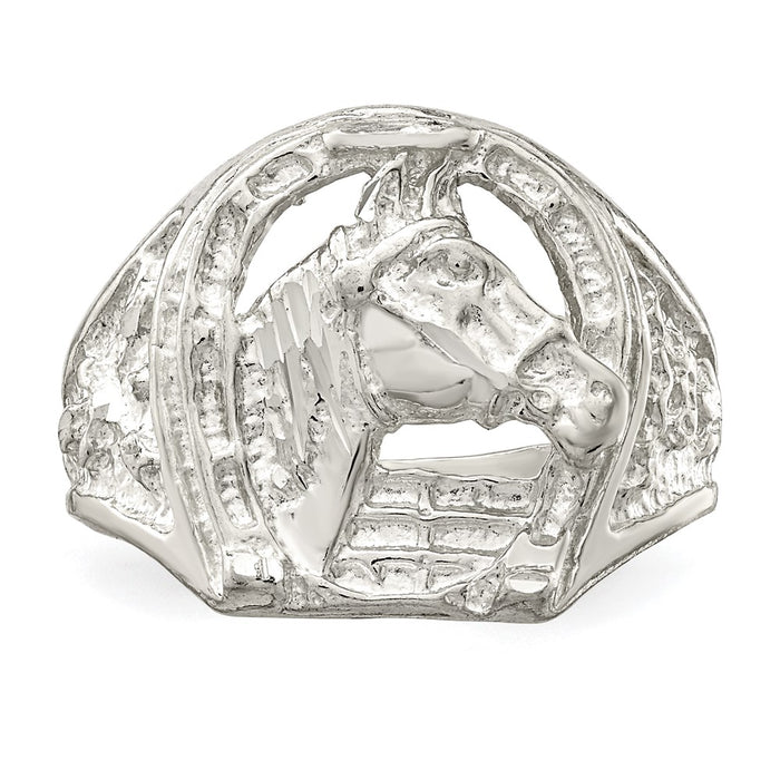 High-Quality Sterling Silver Horseshoe Ring with Horse Head Design - Stylish Value-5