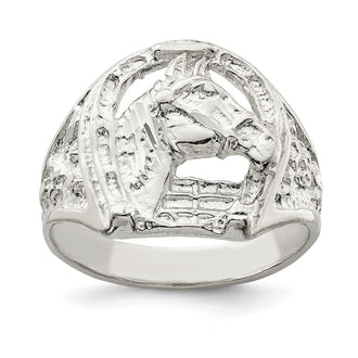 Exclusive Sterling Silver Horseshoe Ring with Horse Head Design - Stylish Value!