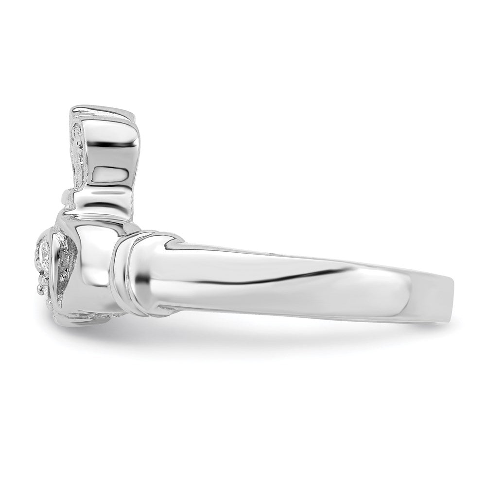 High-Quality Rhodium-Plated Sterling Silver Claddagh Ring, Stylish & Affordable