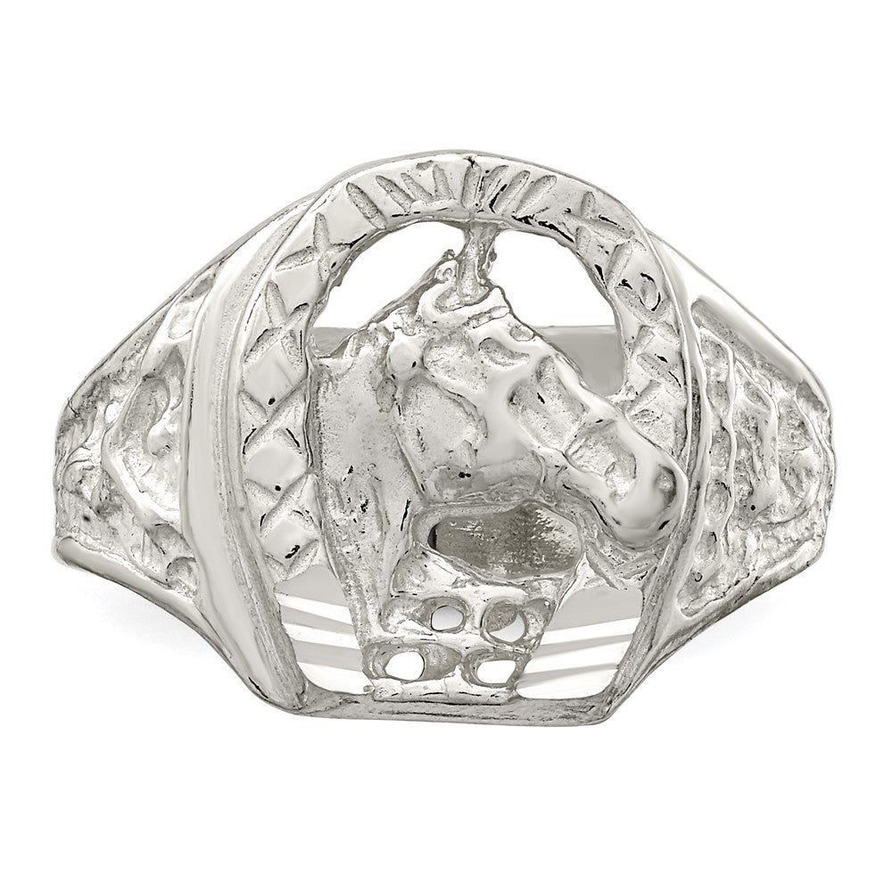 Order a Stylish Sterling Silver Horseshoe Ring with Horse Head Design