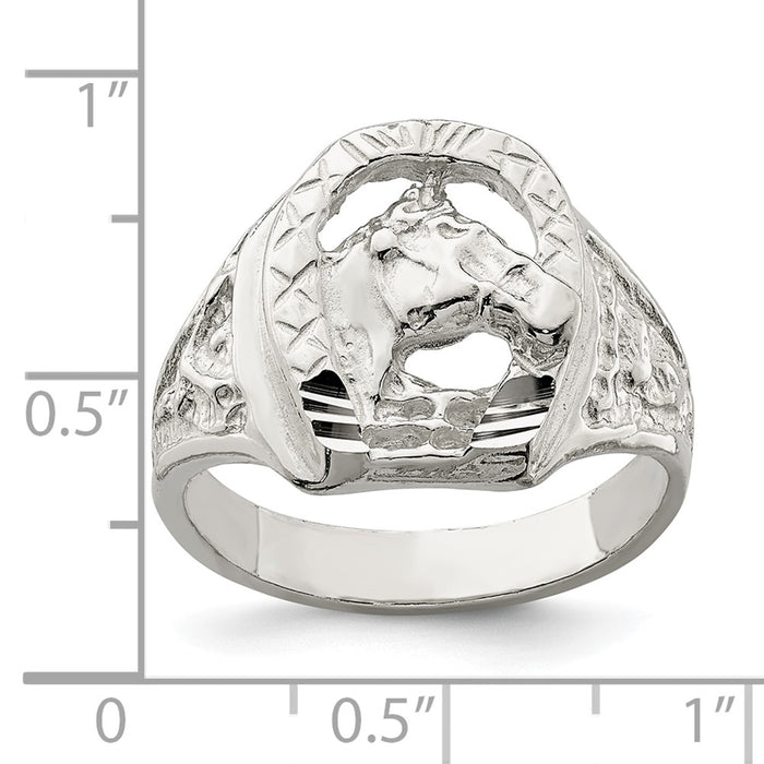 Exclusive Sterling Silver Horseshoe Ring with Horse Head Design - Stylish Value-3