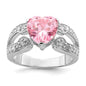 Buy Stylish Sterling Silver Rhodium-Plated Ring with 10mm Clear CZ & Heart Accent-1