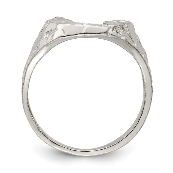 Sterling Silver Lucky Horseshoe Ring - 14K Gold Accent