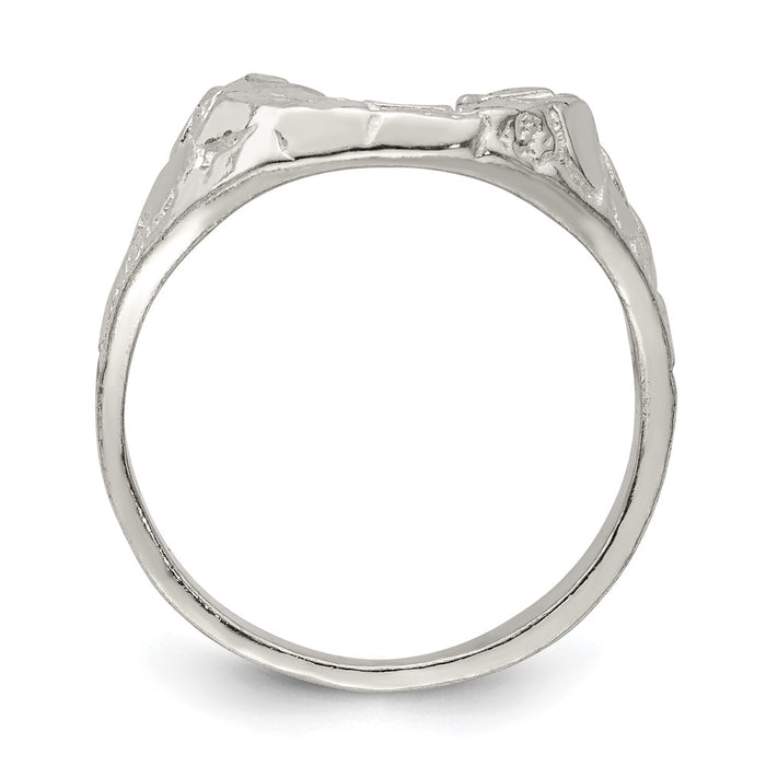 Shop Stylish Sterling Silver Lucky Horseshoe Ring - 14K Gold Accent-2