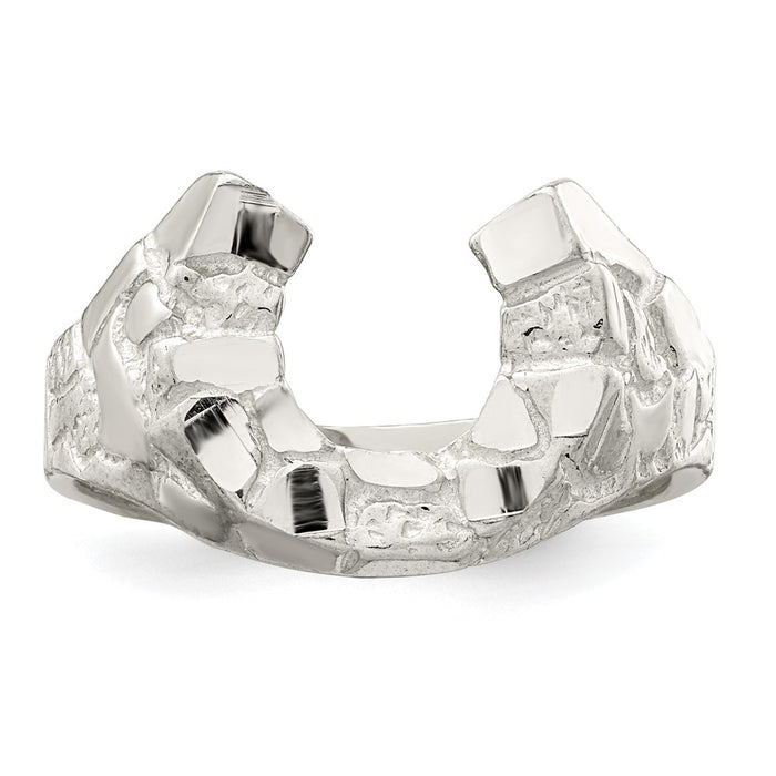 Shop Stylish Sterling Silver Lucky Horseshoe Ring - 14K Gold Accent-4