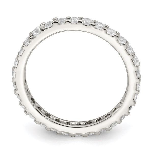 Rhodium-Plated Sterling Silver Cubic Zirconia Ring