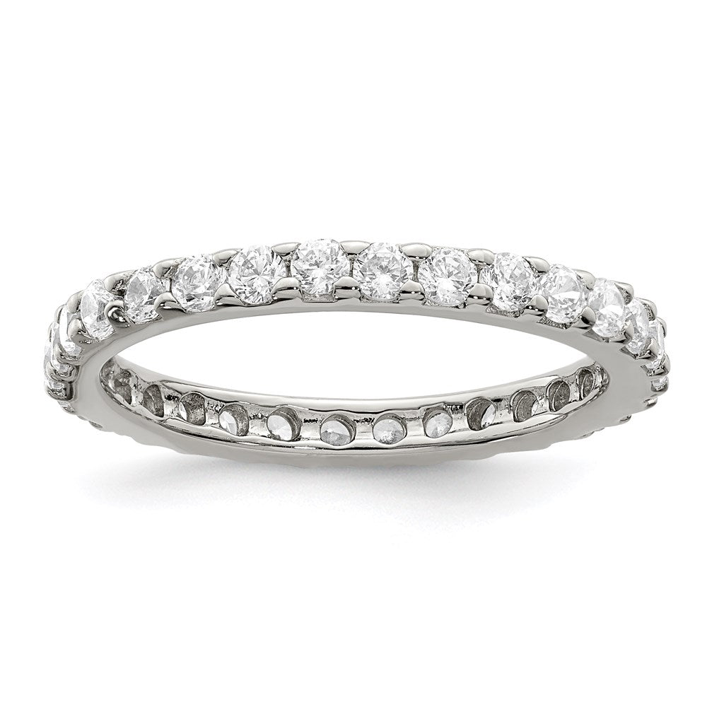 High-Quality Rhodium-Plated Sterling Silver Cubic Zirconia Ring | Stylish Value