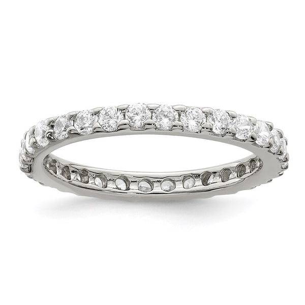Rhodium-Plated Sterling Silver Cubic Zirconia Ring