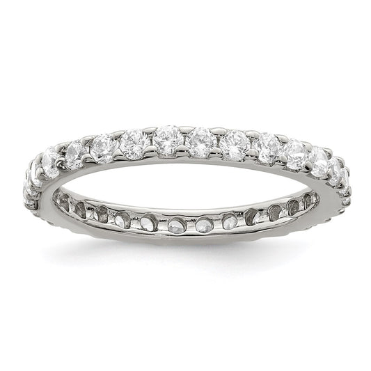 High-Quality Rhodium-Plated Sterling Silver Cubic Zirconia Ring | Stylish Value