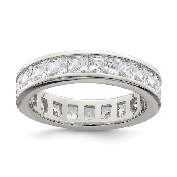 Rhodium-Plated Sterling Silver CZ Eternity Ring