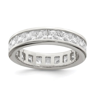 Exclusive Rhodium-Plated Sterling Silver Eternity Ring with Cubic Zirconia - Stylish Value