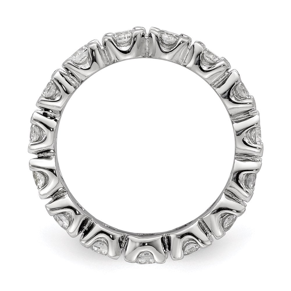 Exclusive Rhodium-Plated Sterling Silver Eternity Band with CZ - Luxury Value!