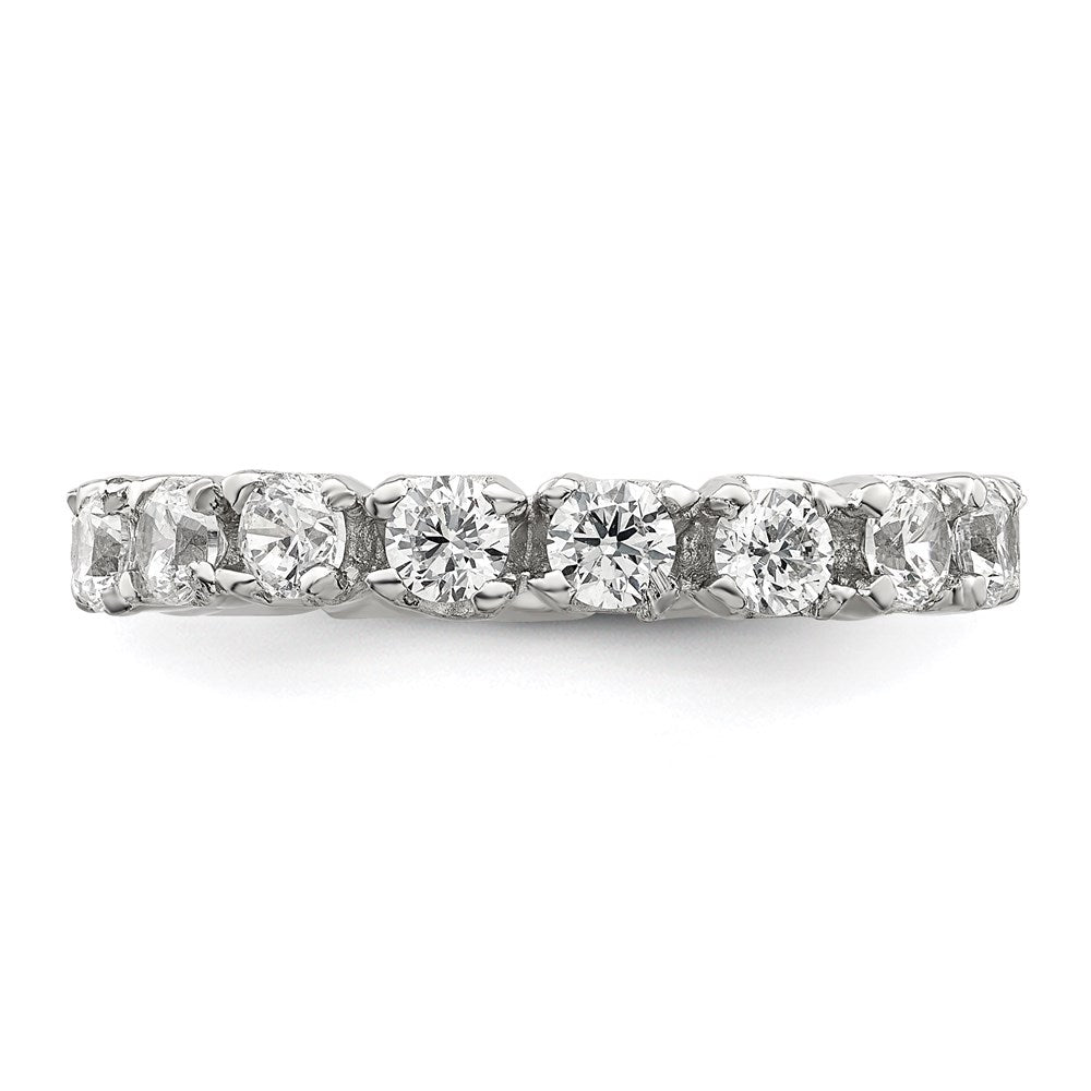 Exclusive Rhodium-Plated Sterling Silver Eternity Band with CZ - Luxury Value!