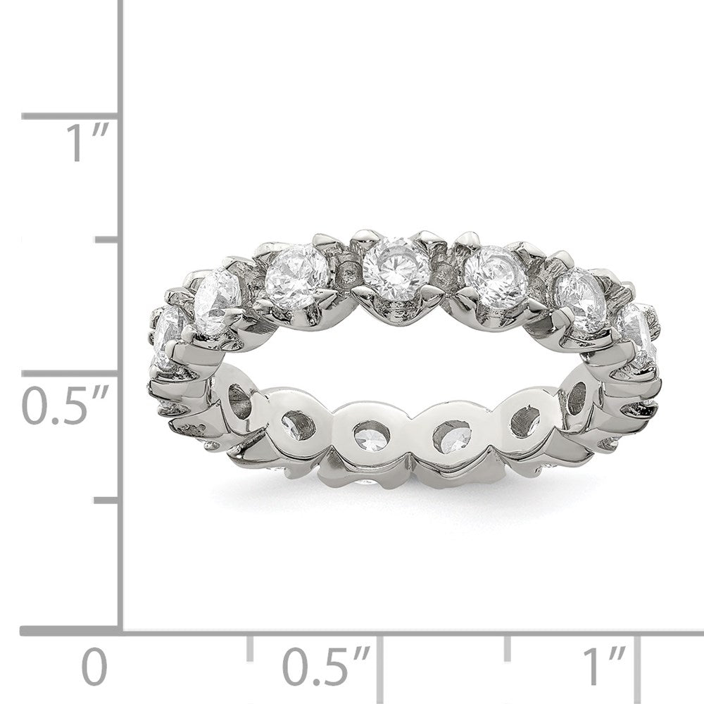 Exclusive Rhodium-Plated Sterling Silver Eternity Band with CZ - Luxury Value!