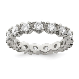 Shop Stylish Rhodium-Plated Sterling Silver Eternity Band with CZ, 14K Value