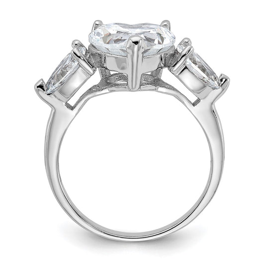 Exclusive Rhodium-Plated Sterling Silver Heart-Shaped 3-Stone CZ Ring - Stylish Value!