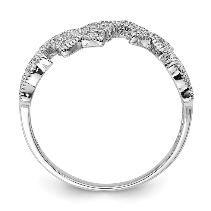 Exclusive Rhodium-Plated Sterling Silver Butterfly Ring | Stylish CZ Accents-2