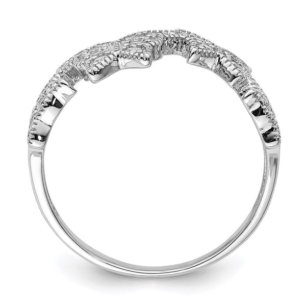 Rhodium-Plated Sterling Silver Butterfly Ring - CZ Accents