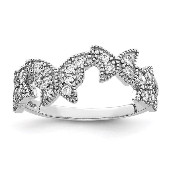 Rhodium-Plated Sterling Silver Butterfly Ring - CZ Accents