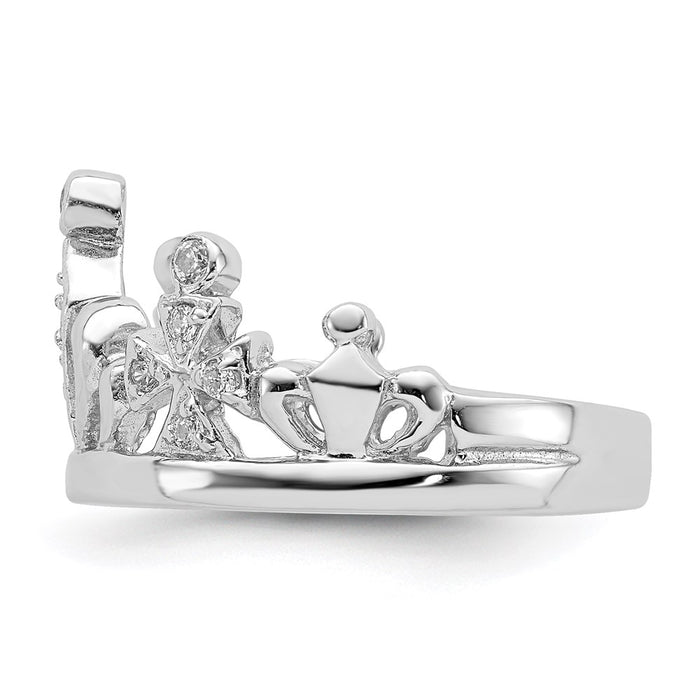 Exclusive Rhodium-Plated Sterling Silver CZ Crown Ring - Affordable Luxury Design-4