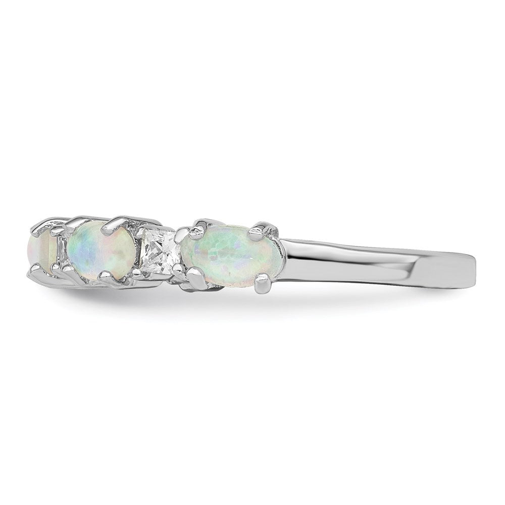 Shop Exclusive Rhodium-Plated Sterling Silver Ring, 14K Opal & Zirconia - Stylish Value!