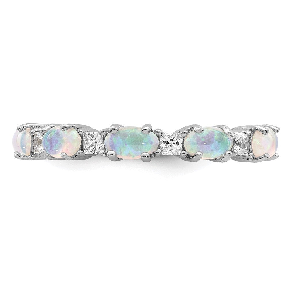Shop Exclusive Rhodium-Plated Sterling Silver Ring, 14K Opal & Zirconia - Stylish Value!