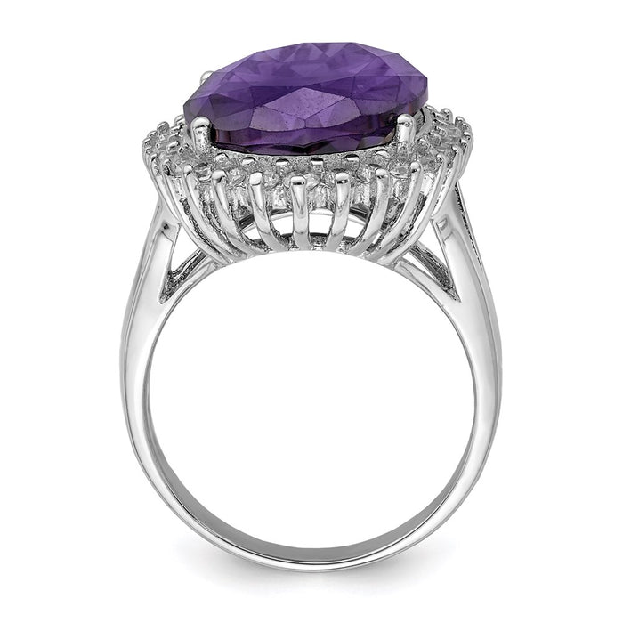 Shop Stylish Rhodium-Plated Sterling Silver Ring with CZ, Affordable Luxury!-2