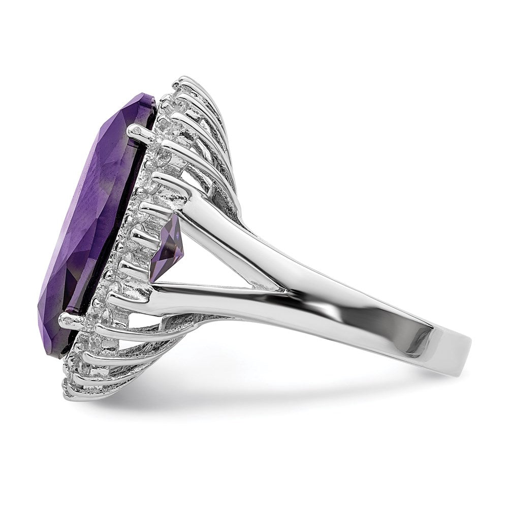 Shop Stylish Rhodium-Plated Sterling Silver Ring with CZ, Affordable Luxury!