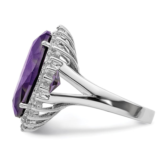 Shop Stylish Rhodium-Plated Sterling Silver Ring with CZ, Affordable Luxury!-4