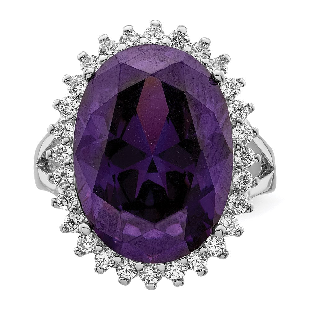 Shop Stylish Rhodium-Plated Sterling Silver Ring with CZ, Affordable Luxury!