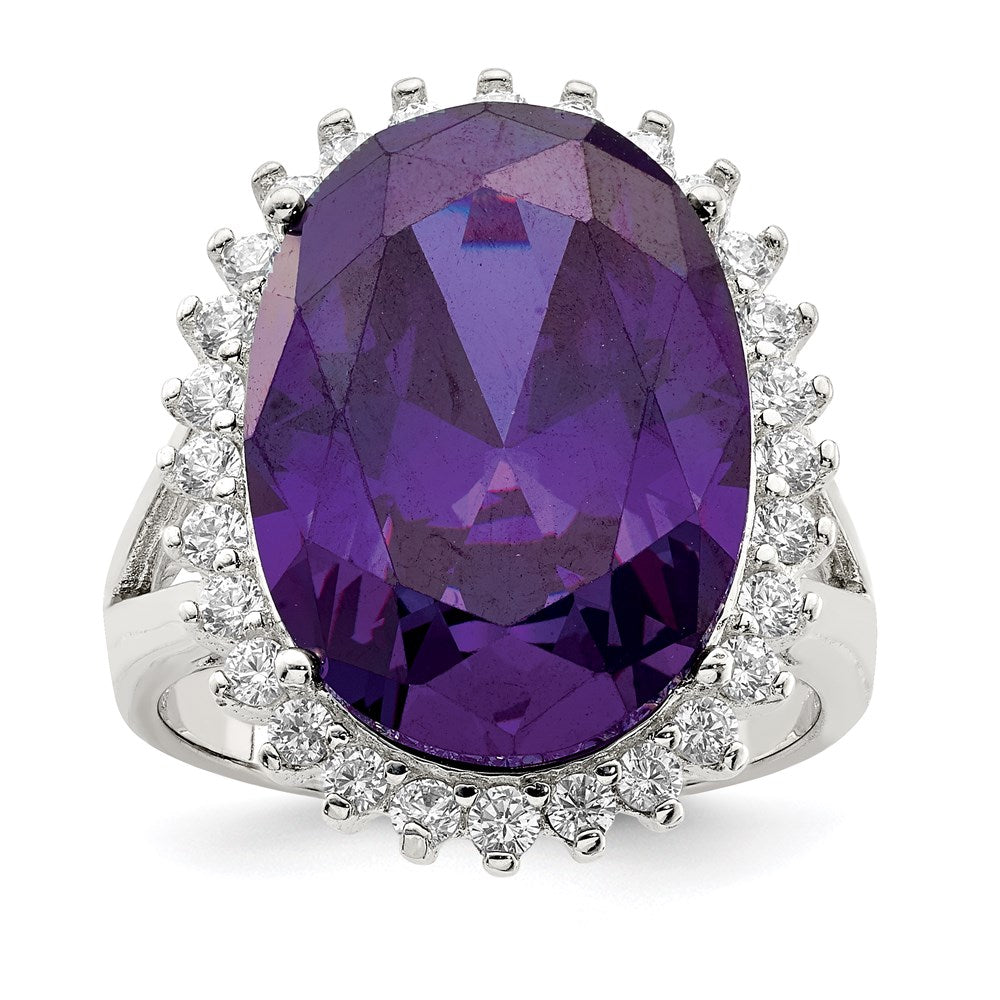 Shop Stylish Rhodium-Plated Sterling Silver Ring with CZ, Affordable Luxury!